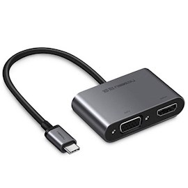 ადაპტერი UGREEN CM162 (50505) Type-c USB-C to HDMI / VGA /USB 3.0 Adapter with PD, Gray